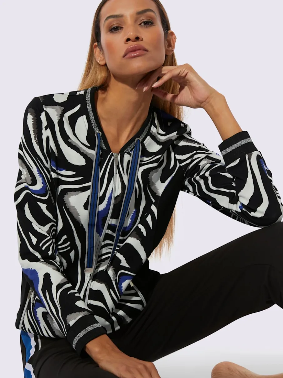 Veste à col blouson avec manches longues et motif graphique
