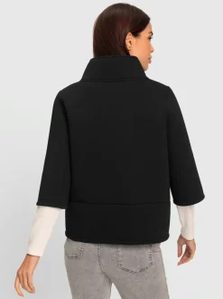 Veste à col montant avec poches et manches 3/4