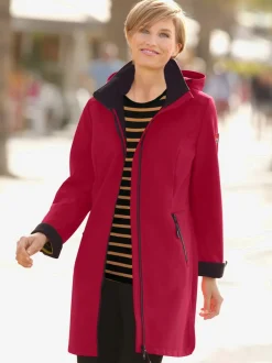 Veste coupe vent longue qualité softshell col montant avec capuche