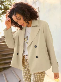 Veste courte à col à revers et manches longues avec poches raglan