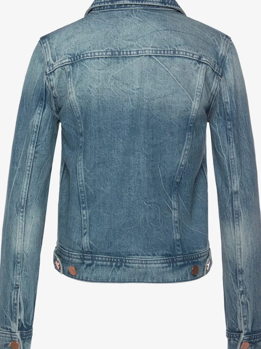 Veste courte en jean avec patte de boutonnage et poches