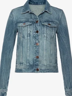 Veste courte en jean avec patte de boutonnage et poches