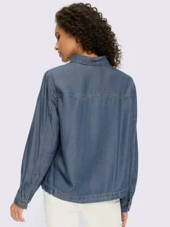 Veste décontractée en lyocell à col chemise et manches longues