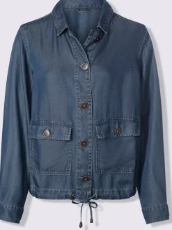 Veste décontractée en lyocell à col chemise et manches longues