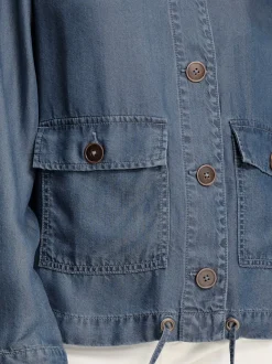 Veste décontractée en lyocell à col chemise et manches longues