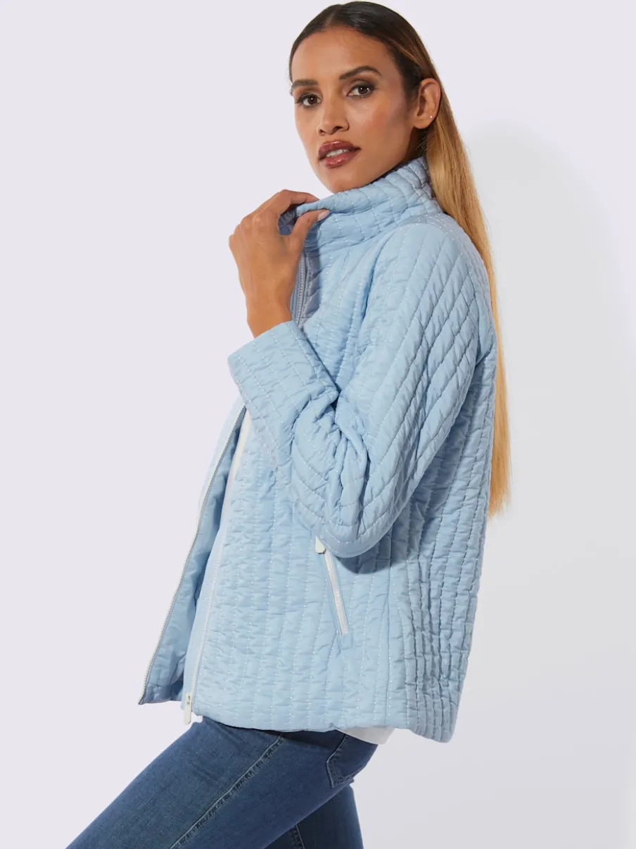 Veste décontractée en polyester recyclé à matelassage rayé
