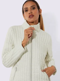Veste décontractée en polyester recyclé à matelassage rayé