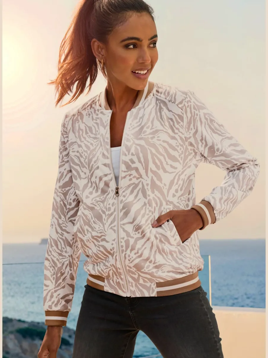 Veste de sport à glissière avec poches et motifs uniques