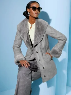 Veste d'hiver col châle imitation peau d'agneau douce