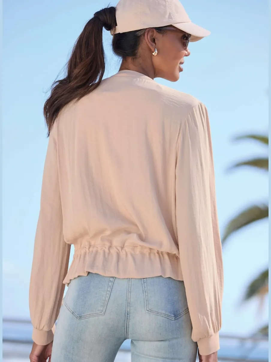 Veste d'été légère avec glissière devant et finitions à l'ourlet
