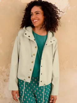 Veste en coton avec col capuche et poches raglan