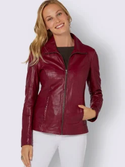 Veste en cuir douce avec col à revers raffinée
