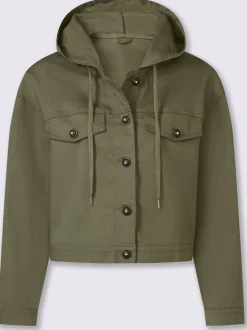 Veste en jean avec capuche et boutons décoratifs
