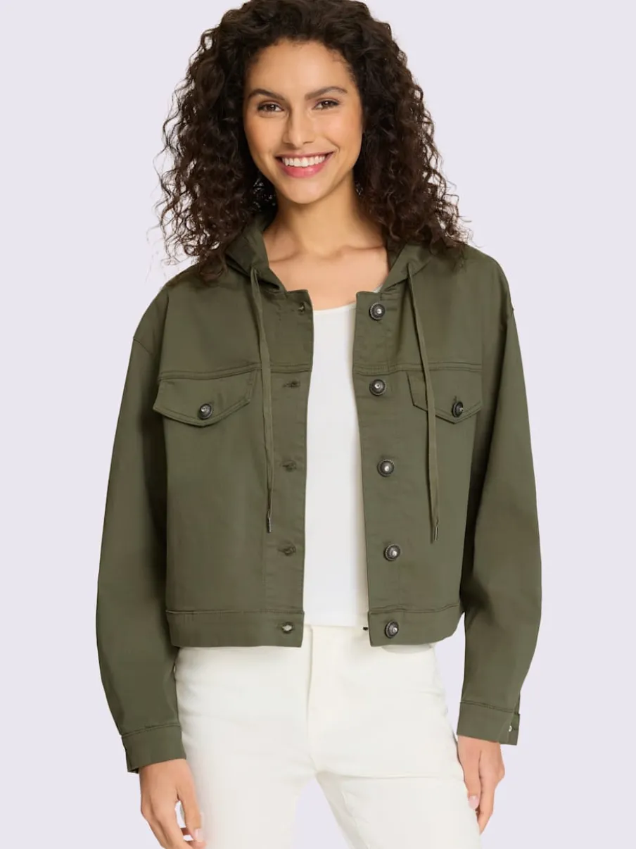 Veste en jean avec capuche et boutons décoratifs