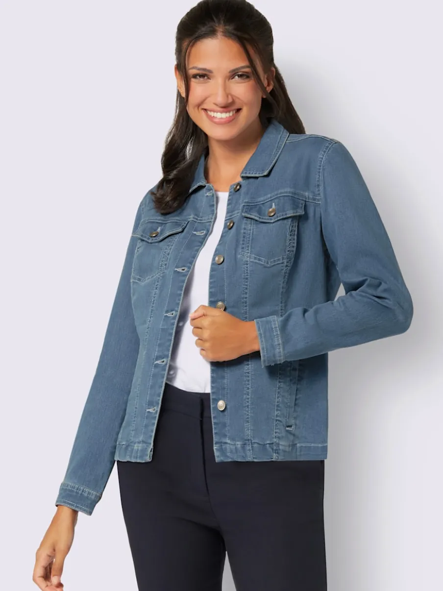 Veste en jean avec col chemise et manches longues