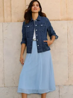 Veste en jean avec col chemise et manches longues