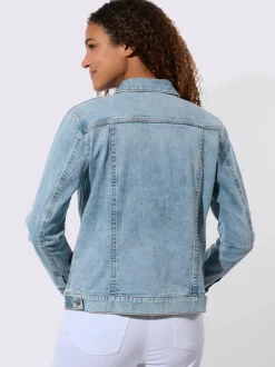Veste en jean avec col à revers et broderie florale
