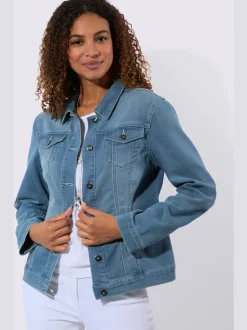 Veste en jean à col chemise et manches longues