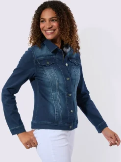 Veste en jean à col chemise et manches longues