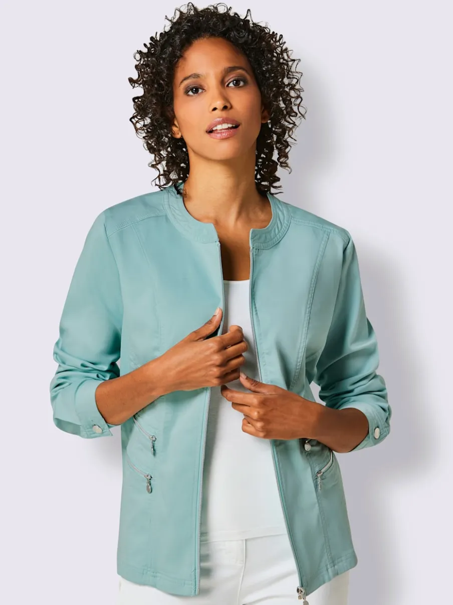 Veste en jean confortable avec coutures contrastées réversibles