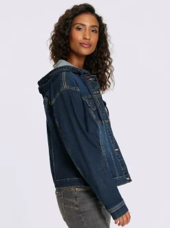 Veste en jean décontractée avec capuche et poches