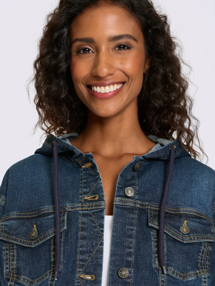 Veste en jean décontractée avec capuche et poches