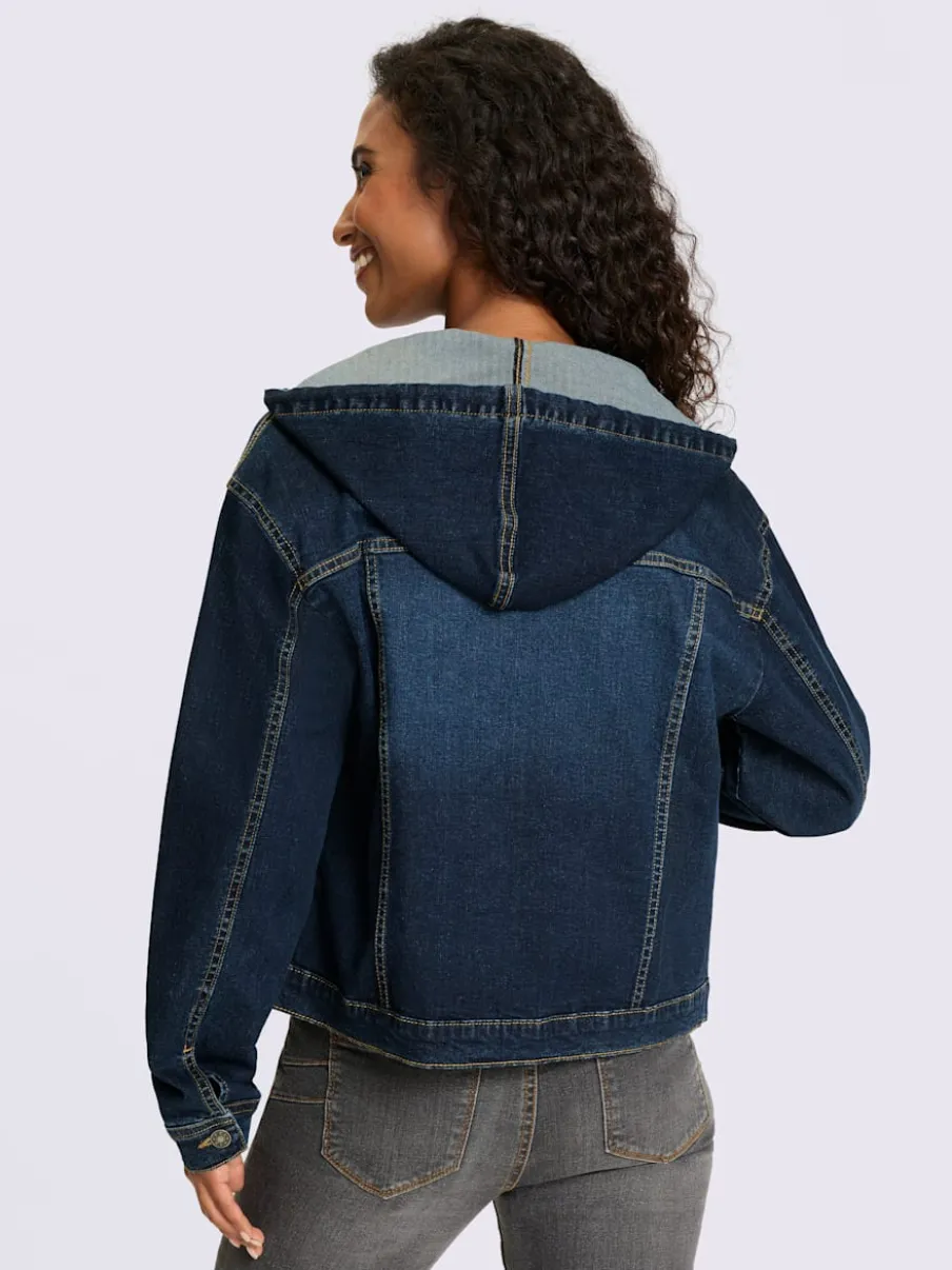 Veste en jean décontractée avec capuche et poches