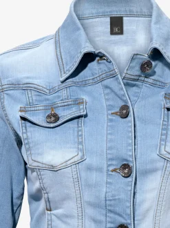 Veste en jean délavé légèrement cintrée manches longues retroussables