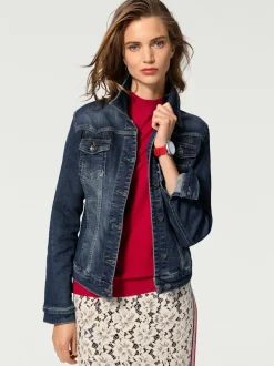 Veste en jean délavé légèrement cintrée manches longues retroussables