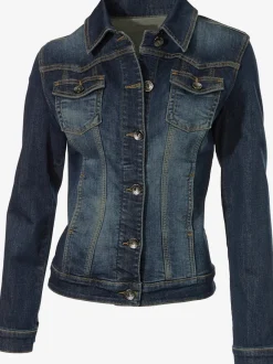 Veste en jean délavé légèrement cintrée manches longues retroussables