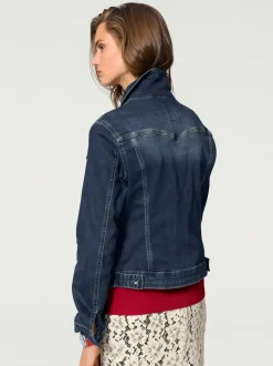 Veste en jean délavé légèrement cintrée manches longues retroussables