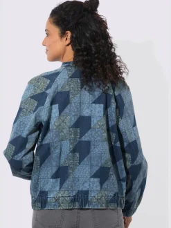 Veste en jean manches et ourlet élastiqués