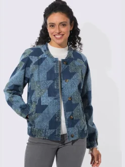 Veste en jean manches et ourlet élastiqués