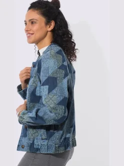 Veste en jean manches et ourlet élastiqués