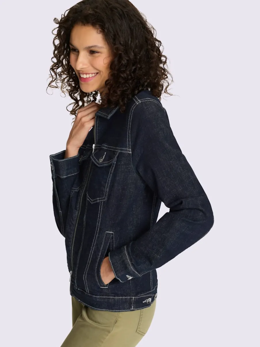 Veste en jean à manches longues avec poches poitrine