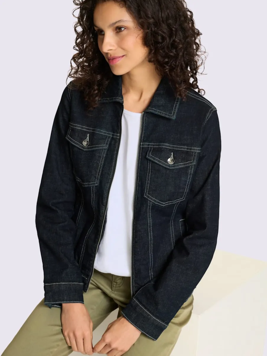 Veste en jean à manches longues avec poches poitrine