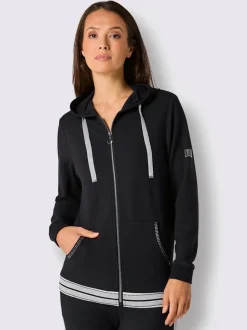 Veste en modal et viscose à capuche avec poches et détails brillants
