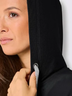 Veste en modal et viscose à capuche avec poches et détails brillants