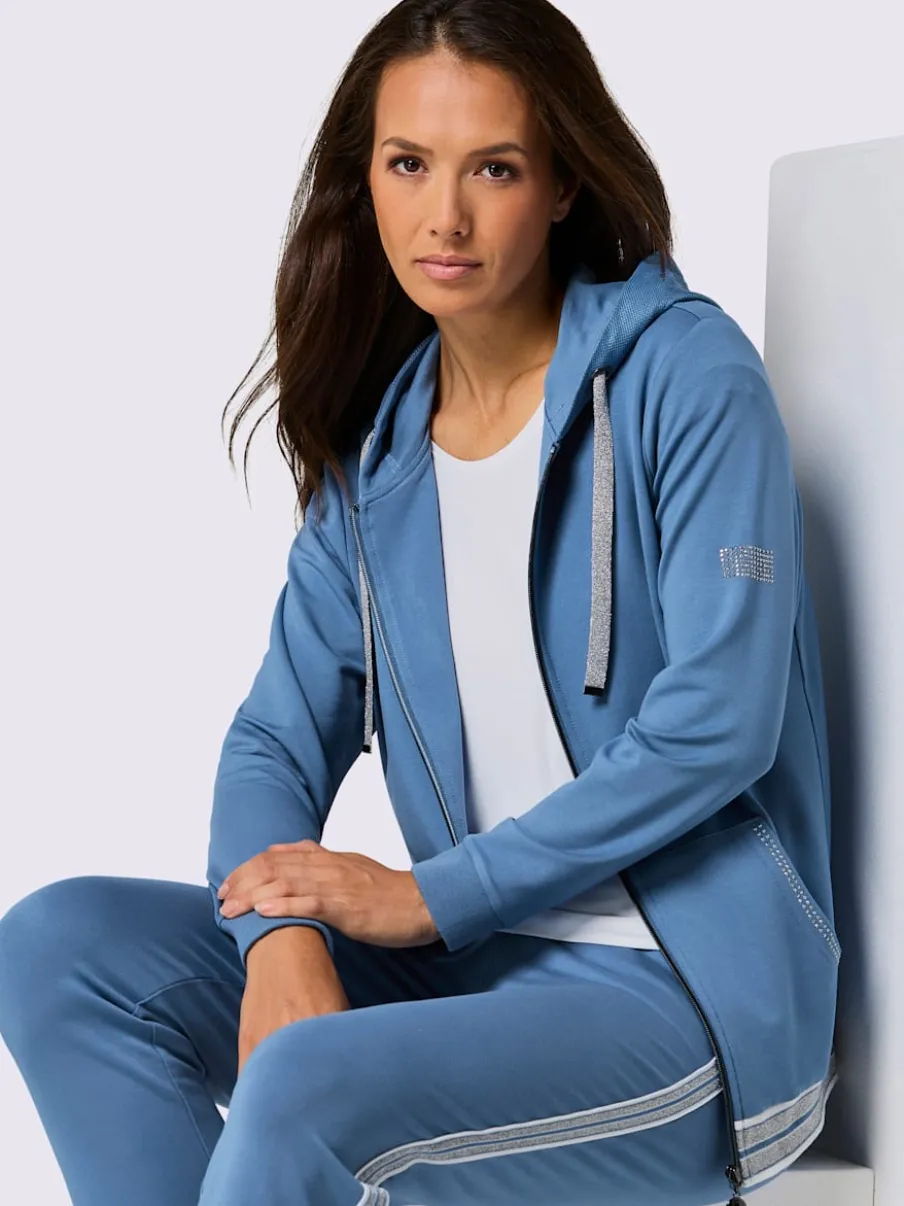 Veste en modal et viscose à capuche avec poches et détails brillants