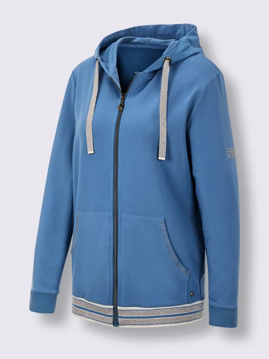 Veste en modal et viscose à capuche avec poches et détails brillants