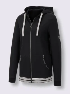 Veste en modal et viscose à capuche avec poches et détails brillants