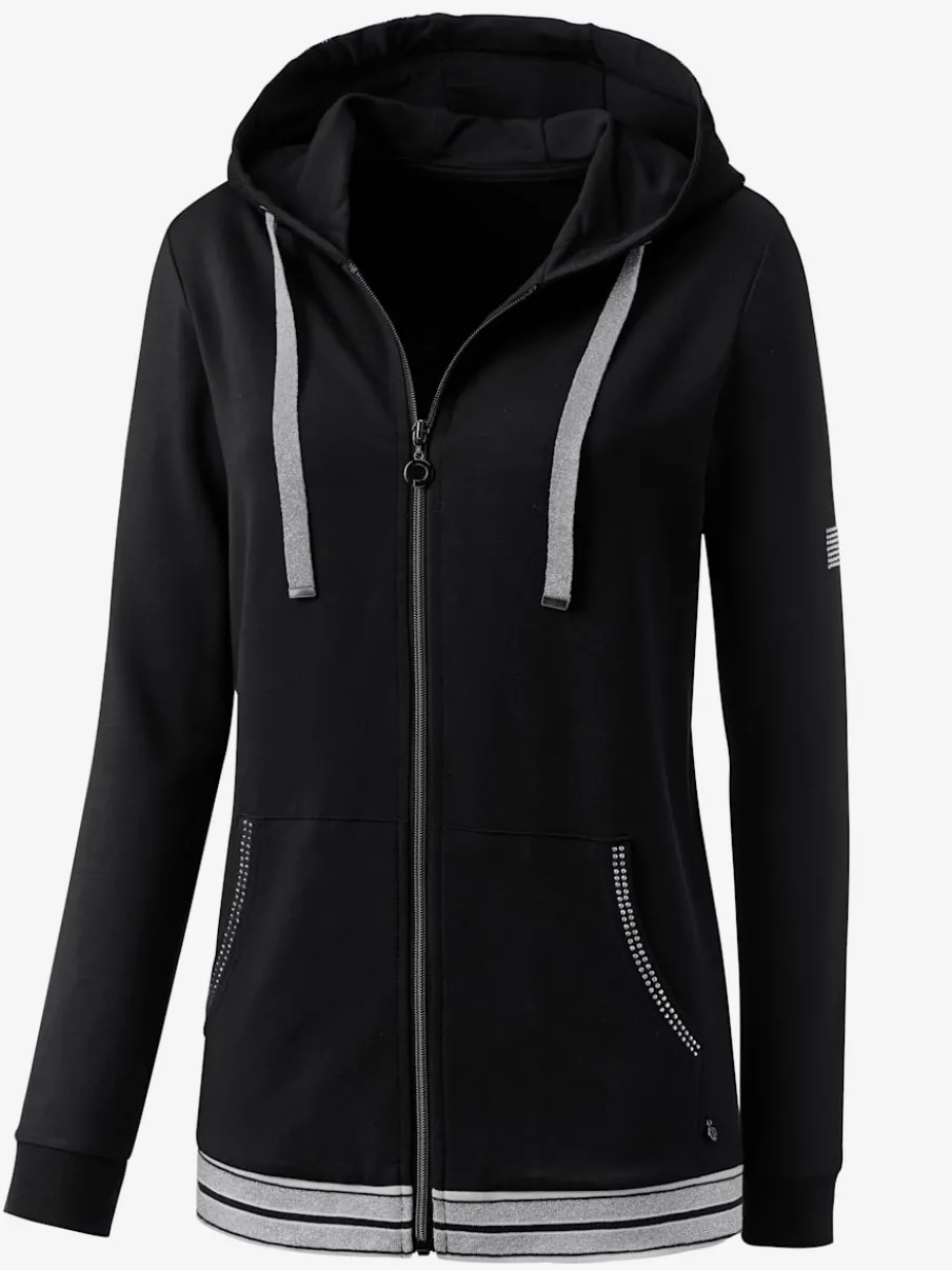 Veste en modal et viscose à capuche avec poches et détails brillants