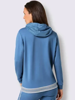 Veste en modal et viscose à capuche avec poches et détails brillants