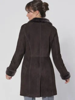 Veste en peau d'agneau col montant fourrure intérieure