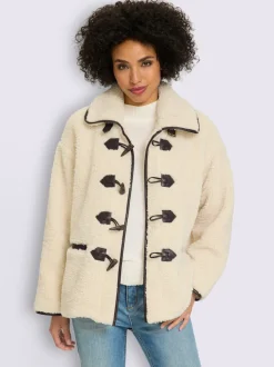 Veste en peluche passepoil contrasté
