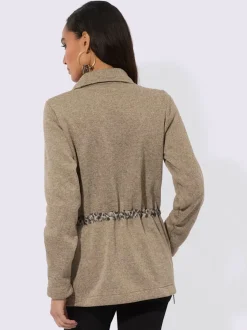 Veste en polaire avec col montant et motifs léopard
