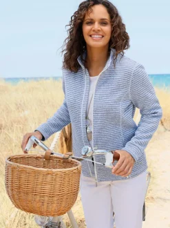 Veste en polaire à col montant et rayures sportives