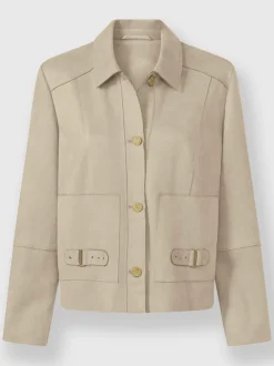Veste en synthétique à col chemise et poches plaquées