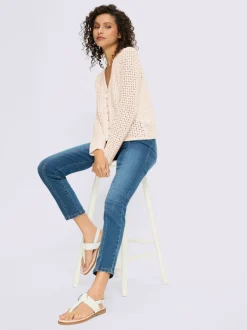 Veste en tricot ajouré avec col en V et manches longues