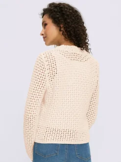 Veste en tricot ajouré avec col en V et manches longues
